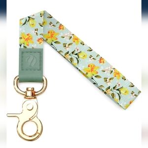 Floral Keychain Lanyard with Gold Hardware Narcissus Yellow